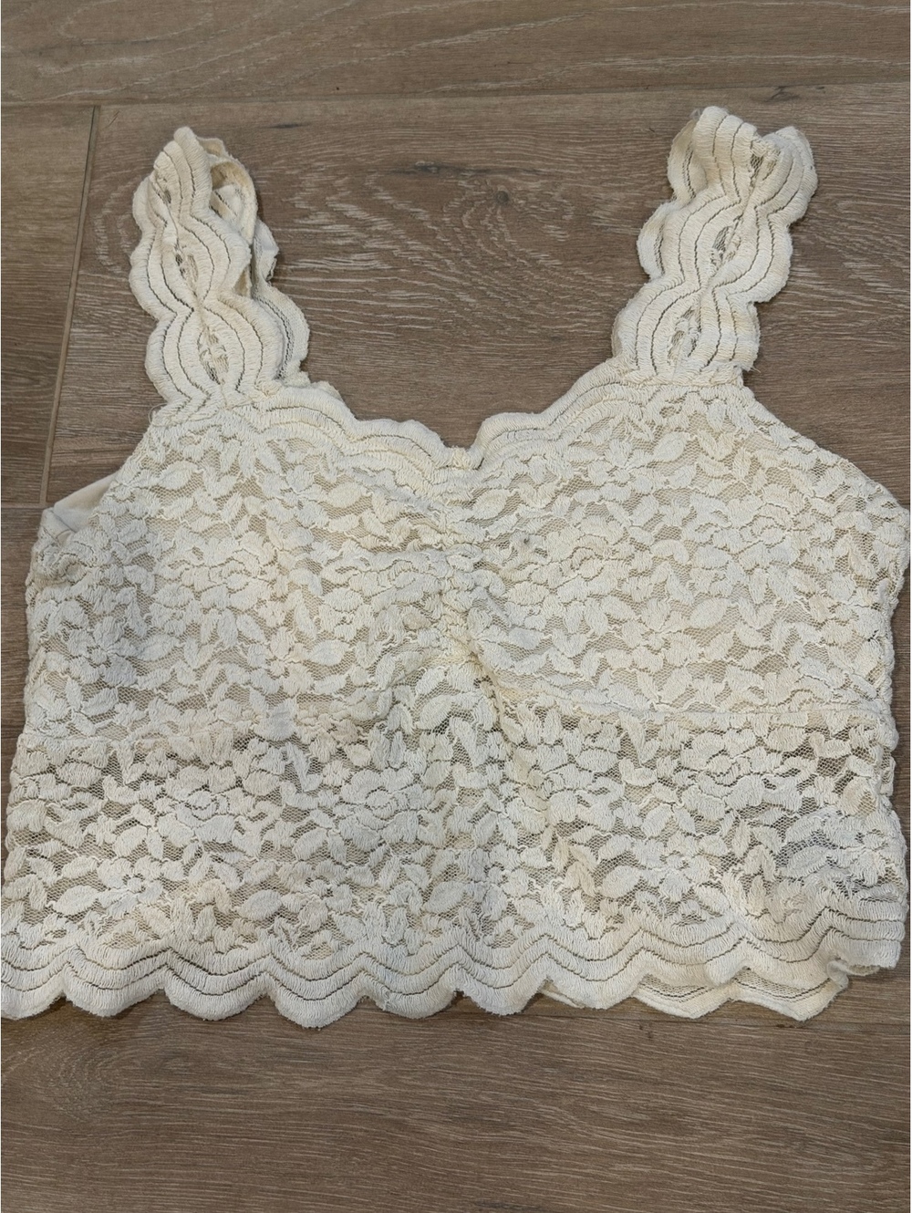 Cream Floral Lace Cropped Tank Top